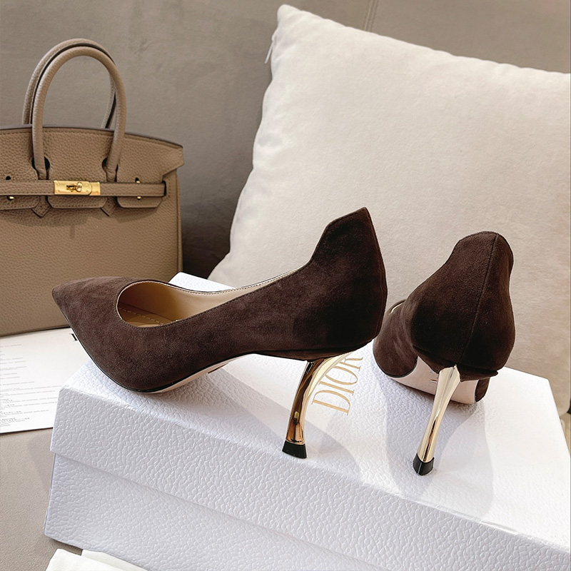 Dior D-Fame Pumps Women Suede Brown