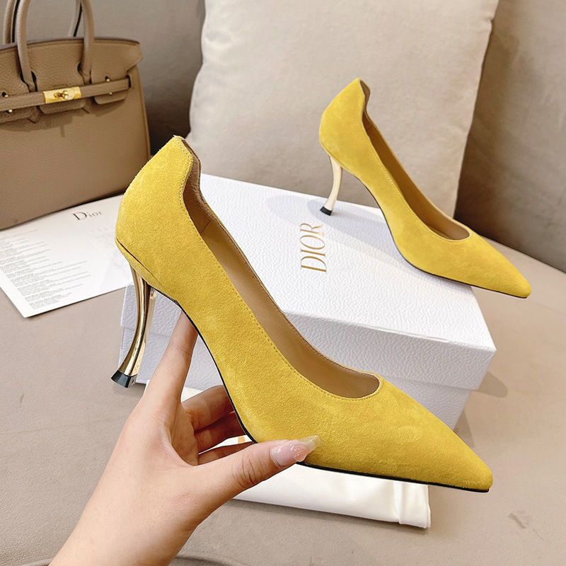 Dior D-Fame Pumps Women Suede Yellow
