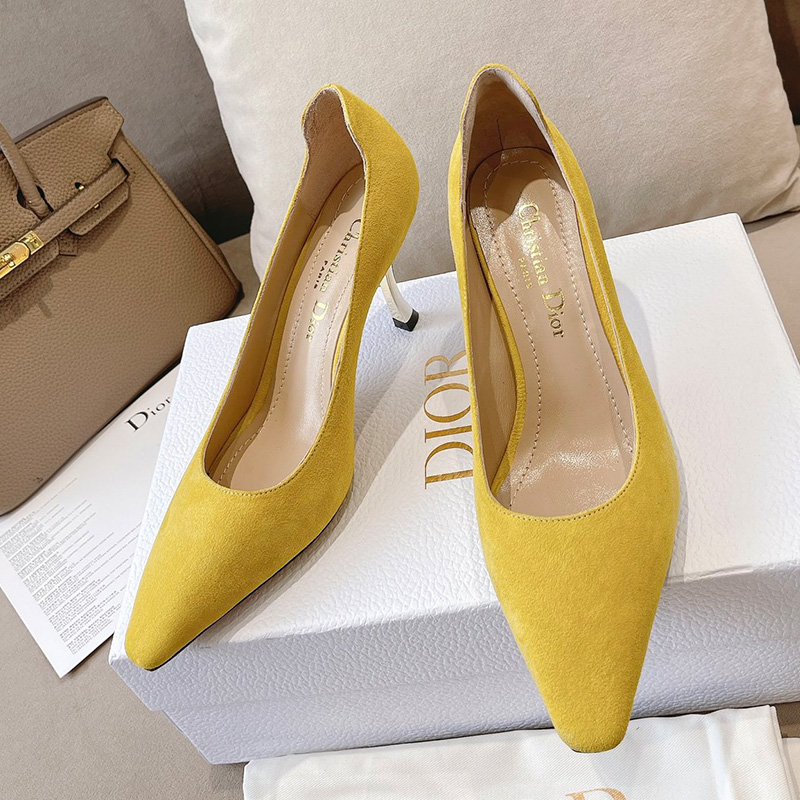 Dior D-Fame Pumps Women Suede Yellow