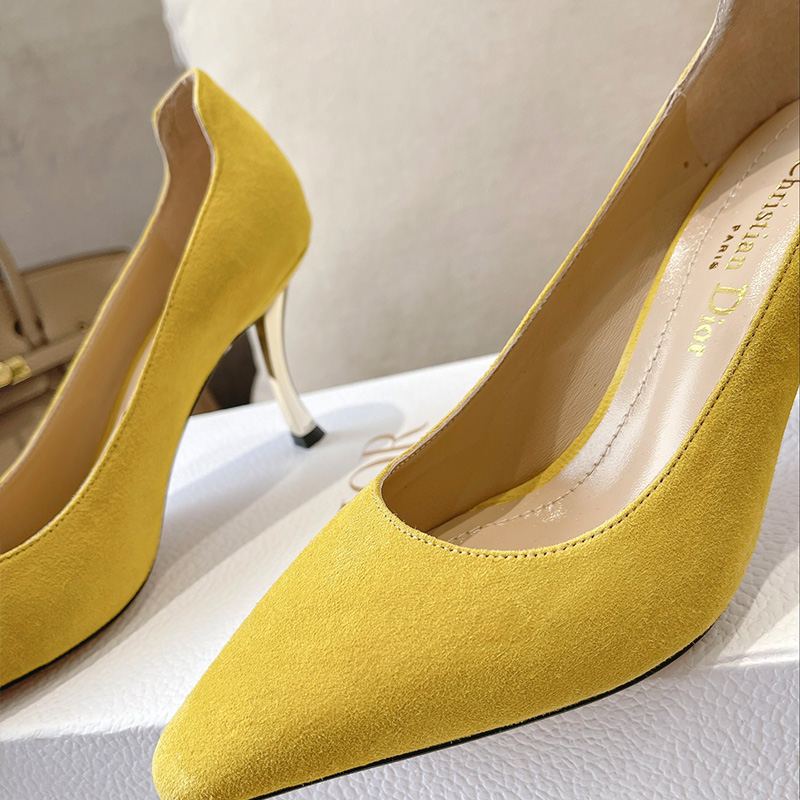 Dior D-Fame Pumps Women Suede Yellow