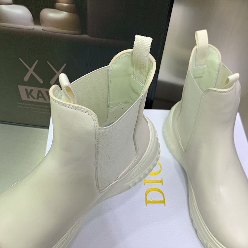 Dior D-Racer Ankle Boots Women Calfskin White