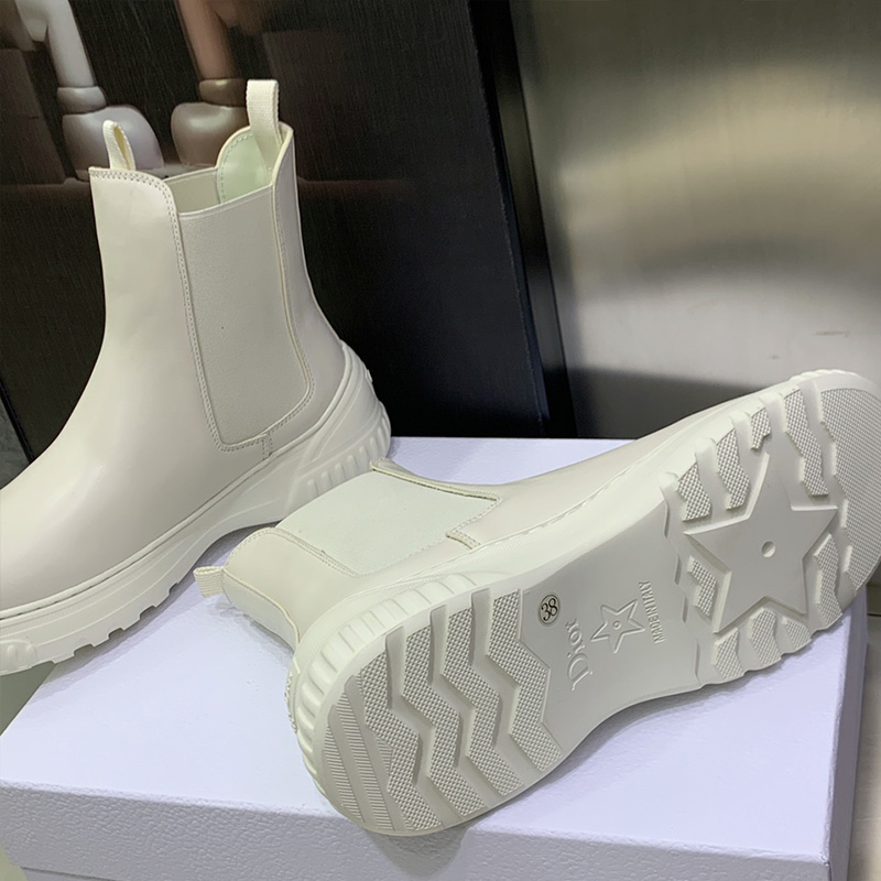 Dior D-Racer Ankle Boots Women Calfskin White