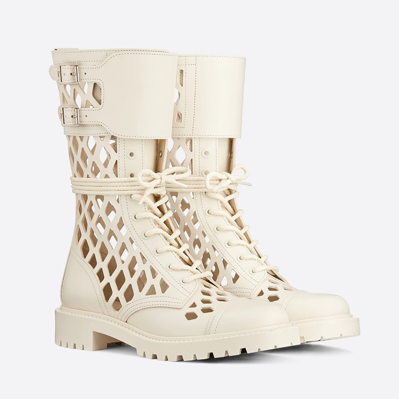 Dior D-Trap Ankle Boots Women Matte Calfskin White