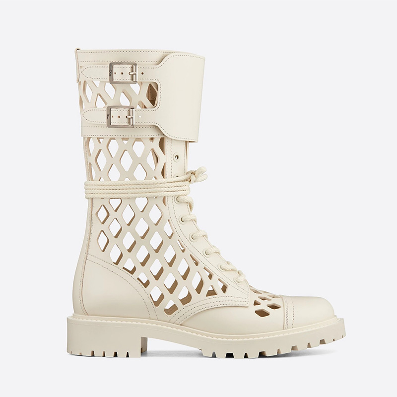 Dior D-Trap Ankle Boots Women Matte Calfskin White