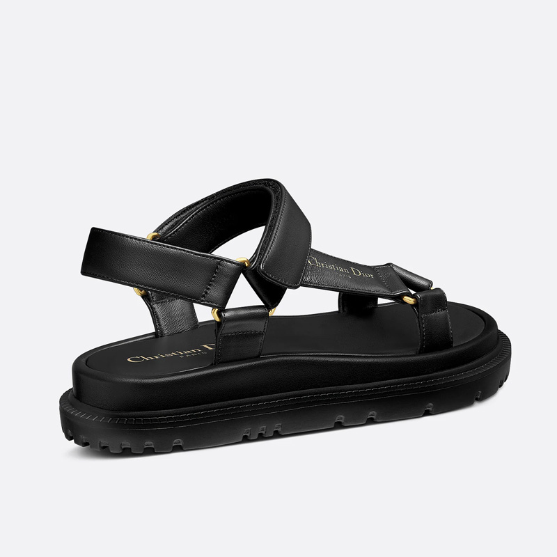 Dior D-Wave Sandals Women Lambskin Black