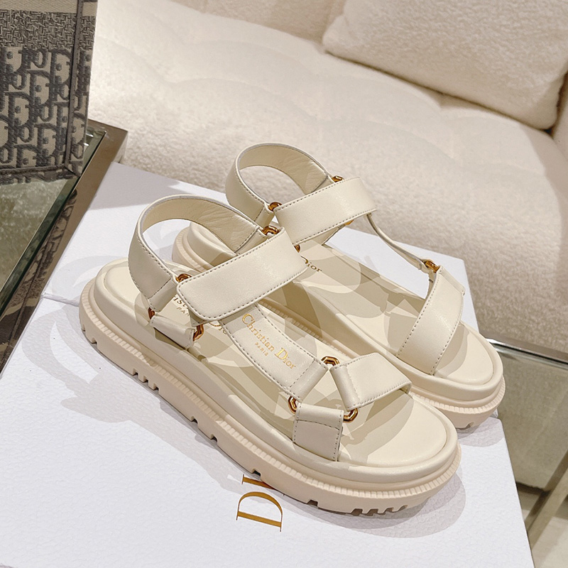 Dior D-Wave Sandals Women Lambskin White