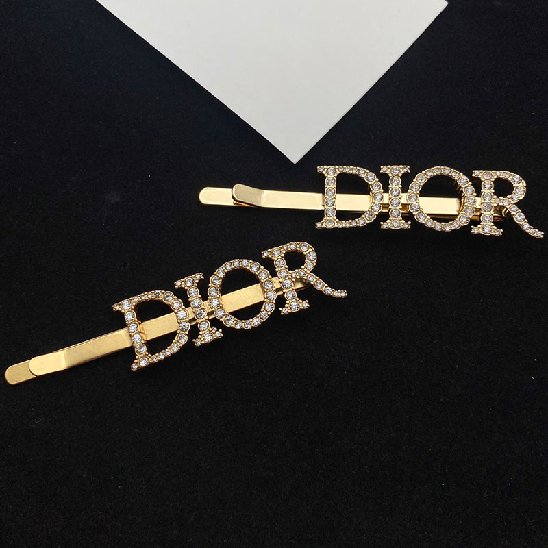 Diorevolution Barrette Metal With White Crystals Gold