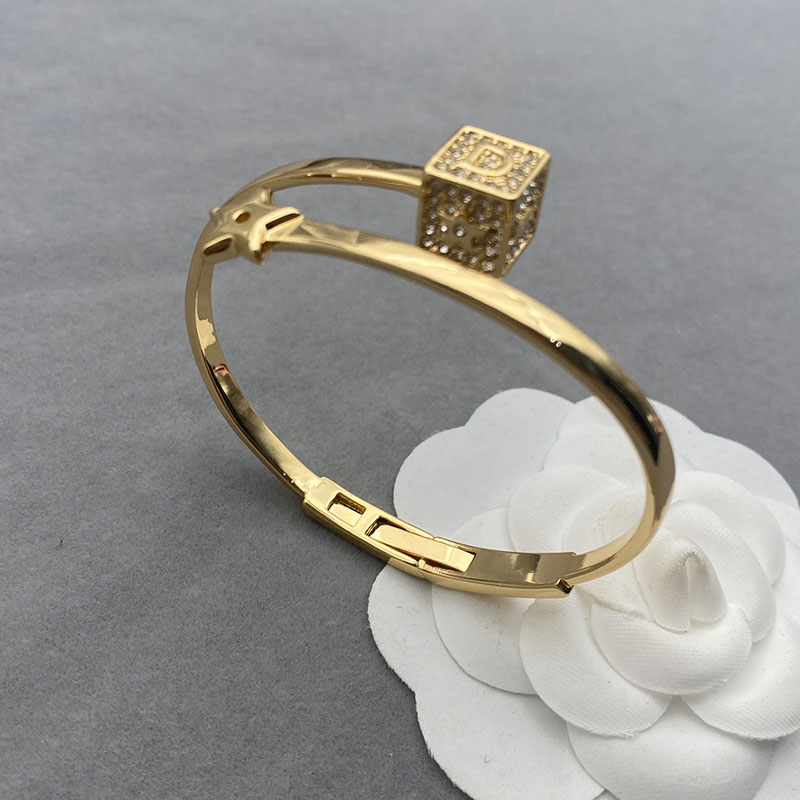 Diorevolution Cuff Bracelet with White Crystals Gold