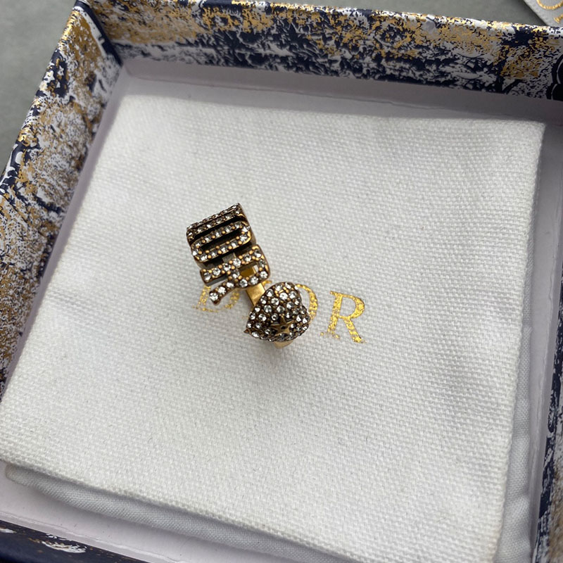Diorevolution Ring Metal With A White Crystal Gold