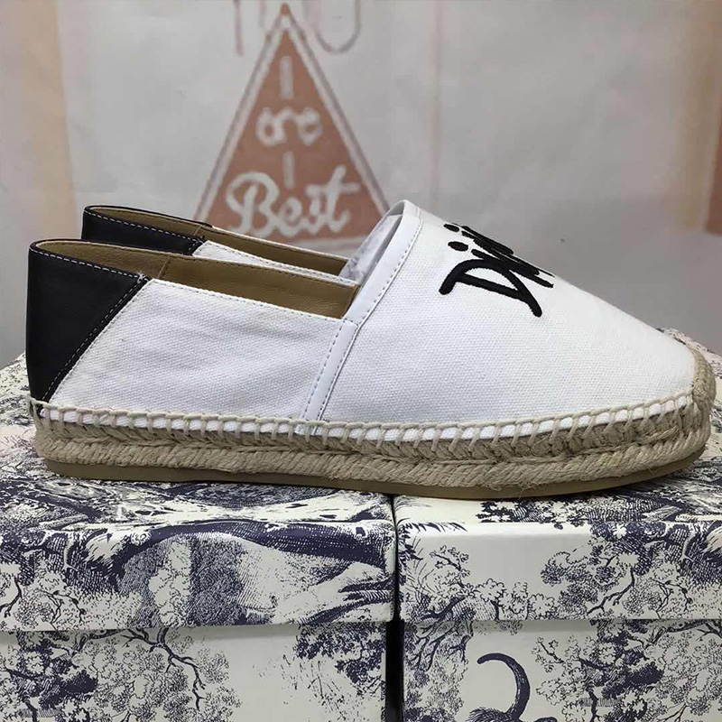 Dior Granville Espadrilles Women Shawn Logo Motif Canvas White