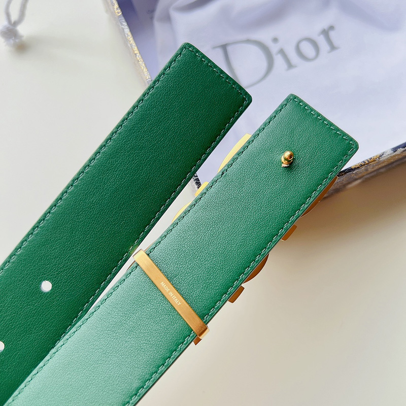 Dior Italic Buckle Reversible Belt Oblique Galaxy Leather Green