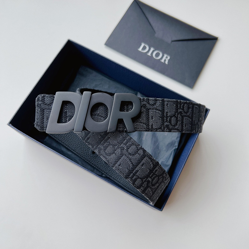 Dior Italic Buckle Reversible Belt Oblique Motif Canvas Black