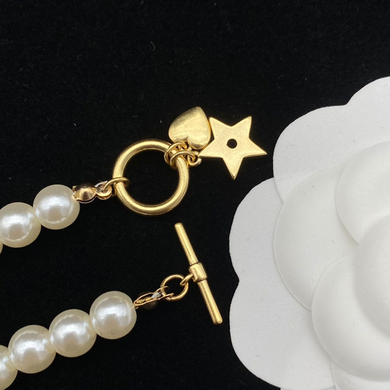 J'Adior Choker/ Antique Gold-Finish Metal With White Resin Pearls White