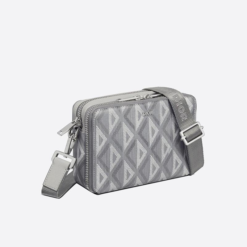 Dior Messenger Pouch CD Diamond Motif Canvas Grey