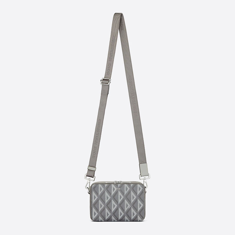 Dior Messenger Pouch CD Diamond Motif Canvas Grey