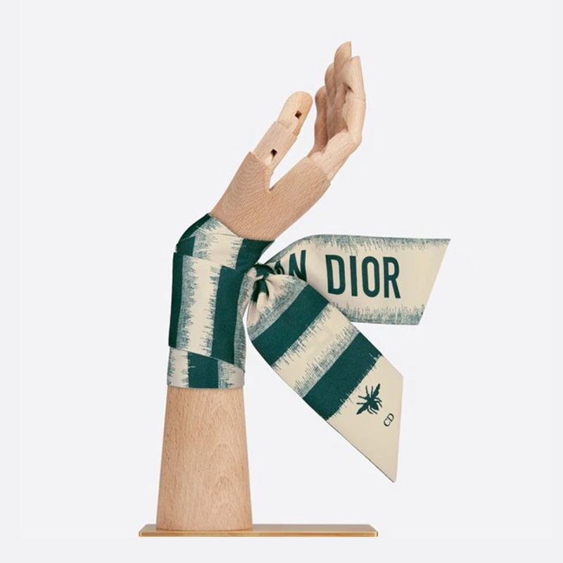 Dior Mitzah Twill D-Stripes Silk Green