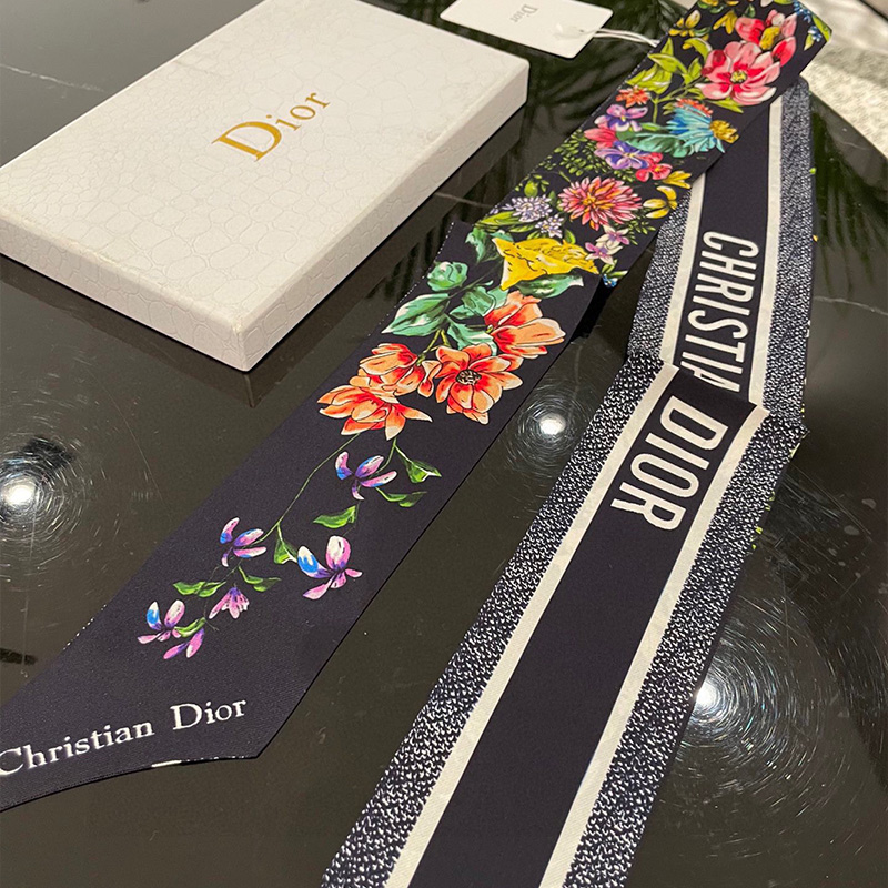 Dior Mitzah Twill D-Floral Silk Navy Blue