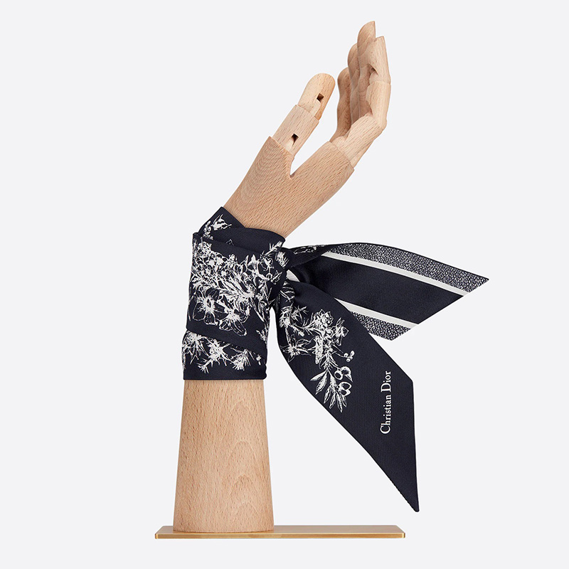 Dior Mitzah Twill Toile de Jouy Flowers Silk Black