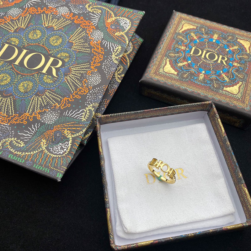 Dior Open Chain Evolution Ring Metal And Crystals Gold