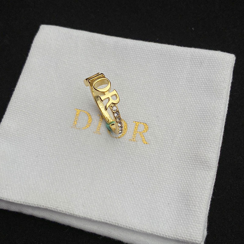 Dior Open Chain Evolution Ring Metal And Crystals Gold