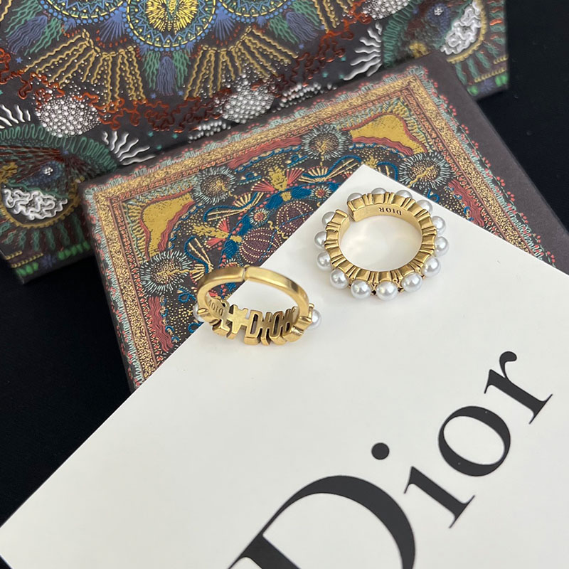 Dior Open Chain J'ADIOR Ring Set Metal and Resin Pearls Gold