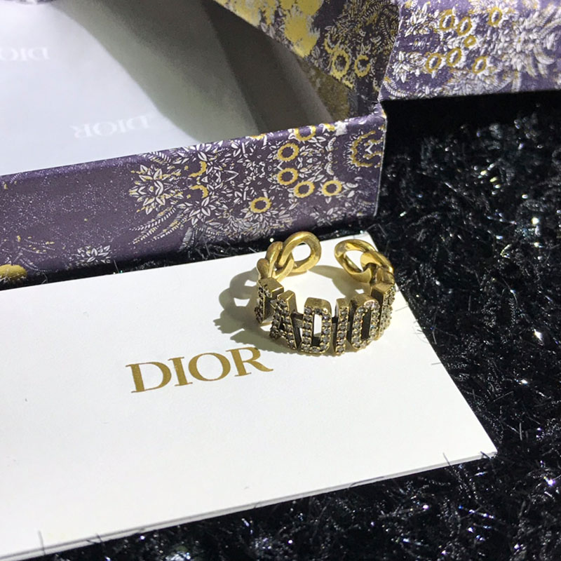 Dior Open Chain J'ADIOR Ring With Crystals Gold