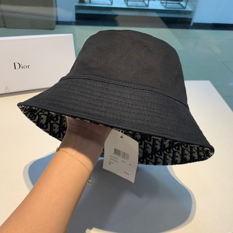 Dior Reversible Bucket Hat Teddy Oblique Cotton Black