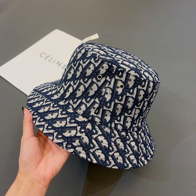 Dior Reversible Bucket Hat Teddy Oblique Cotton Blue