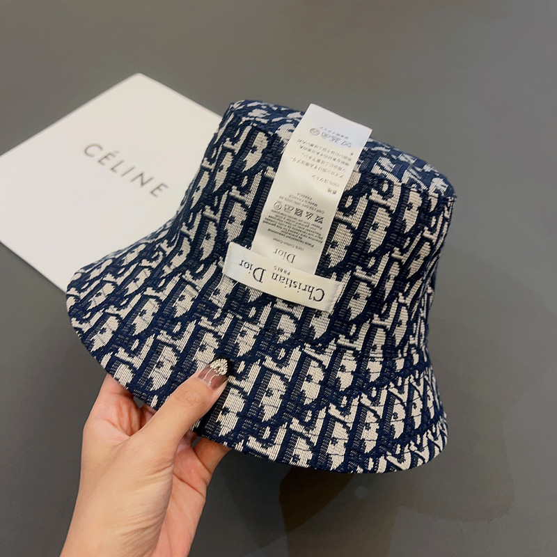 Dior Reversible Bucket Hat Teddy Oblique Cotton Blue