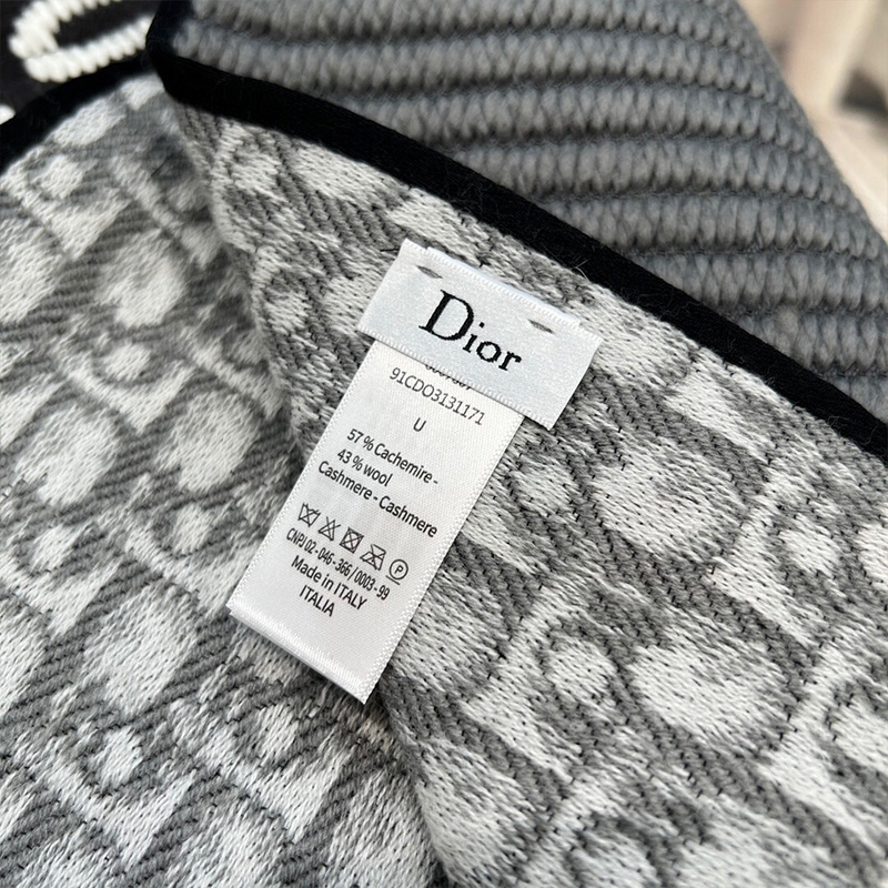 Dior Reversible Scarf University Oblique Silk and Wool Grey