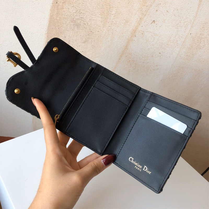 Dior Saddle Card Holder Oblique Motif Canvas Black