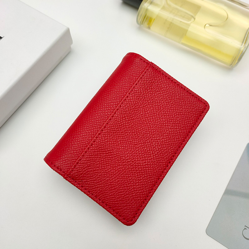 Dior Saddle Flap Card Holder Grained Calfskin Red