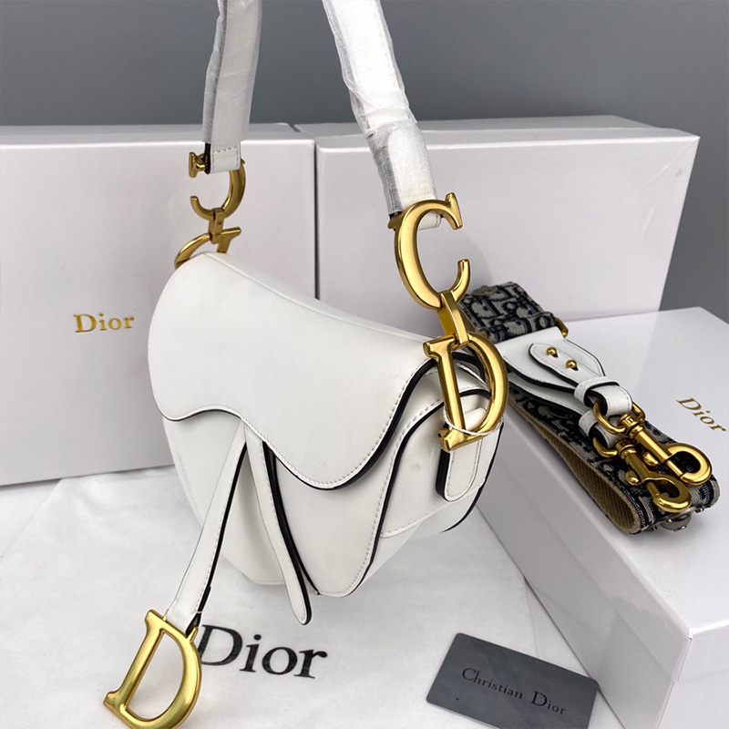 Dior Saddle Bag Smooth Calfskin White