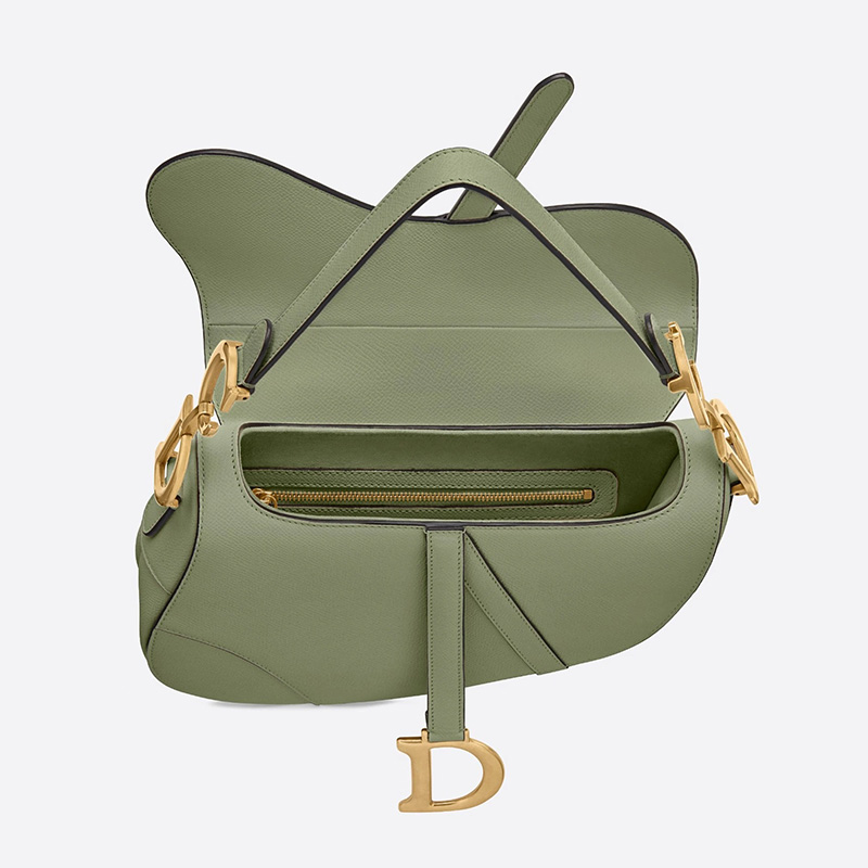 Dior Saddle Bag Grained Calfskin Green