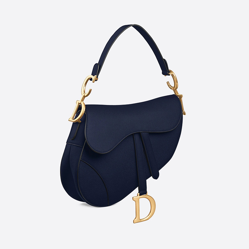 Dior Saddle Bag Grained Calfskin Navy Blue