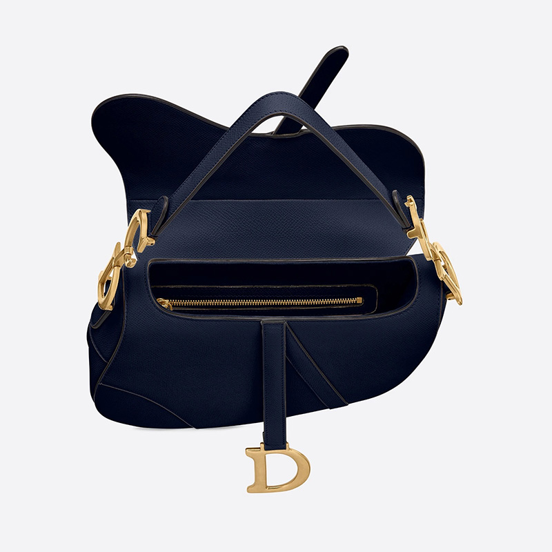 Dior Saddle Bag Grained Calfskin Navy Blue