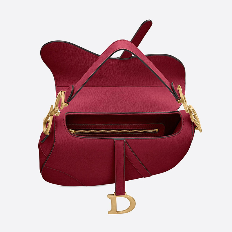 Dior Saddle Bag Grained Calfskin Red