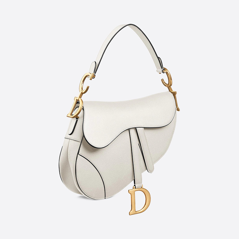 Dior Saddle Bag Grained Calfskin White