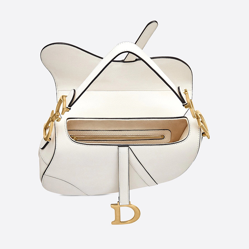 Dior Saddle Bag Grained Calfskin White