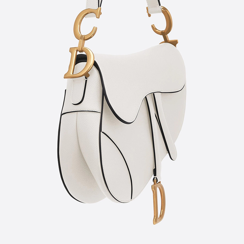 Dior Saddle Bag Grained Calfskin White