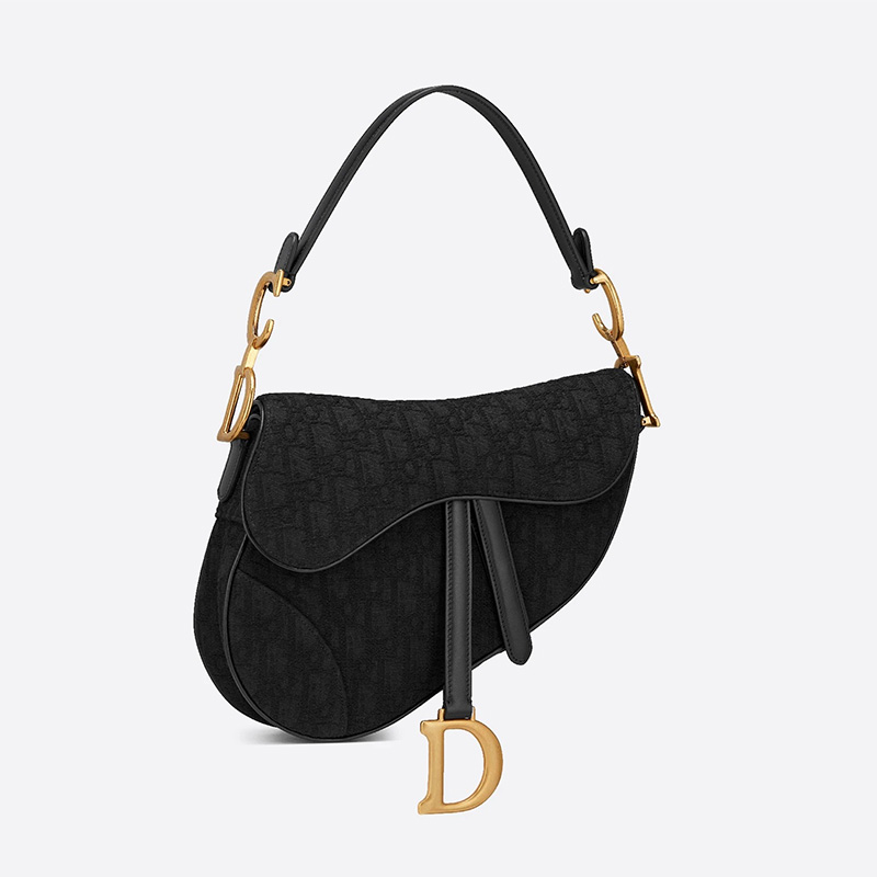 Dior Saddle Bag Oblique Motif Canvas Black