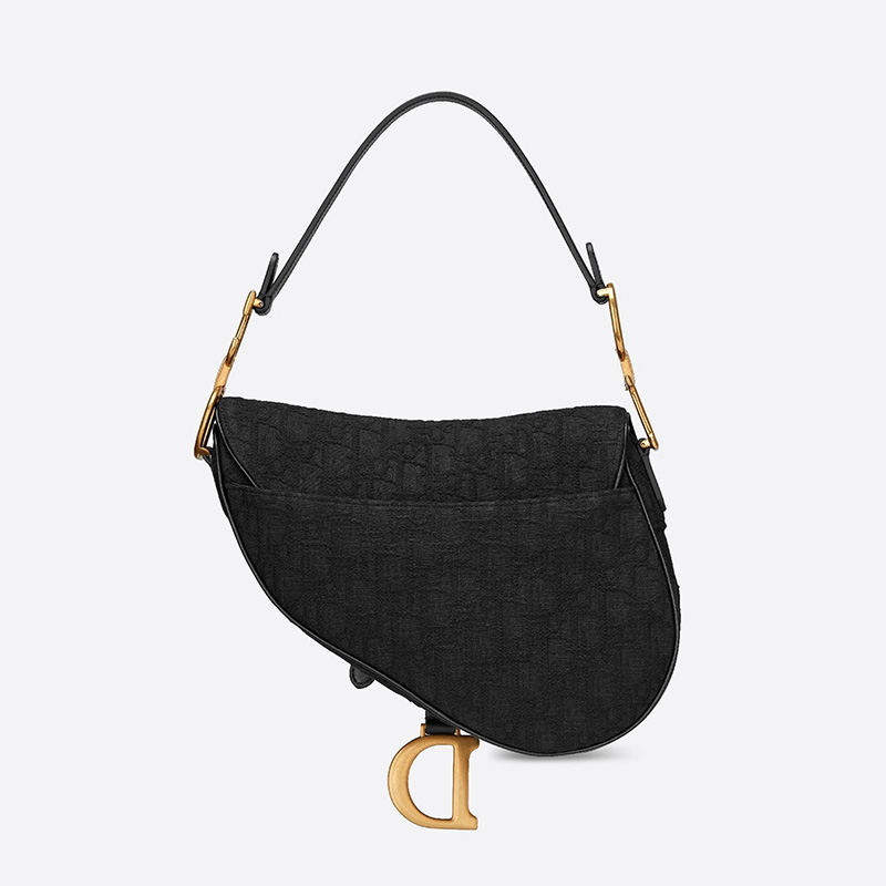 Dior Saddle Bag Oblique Motif Canvas Black