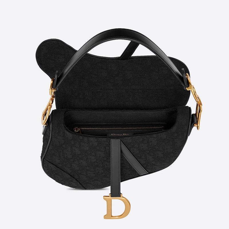 Dior Saddle Bag Oblique Motif Canvas Black