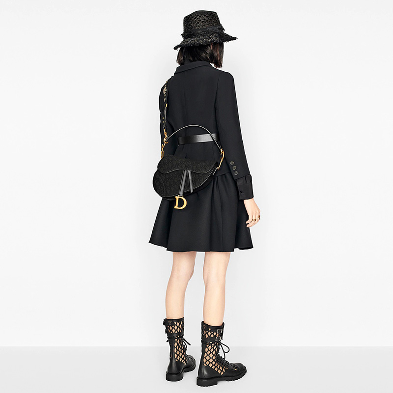 Dior Saddle Bag Oblique Motif Canvas Black