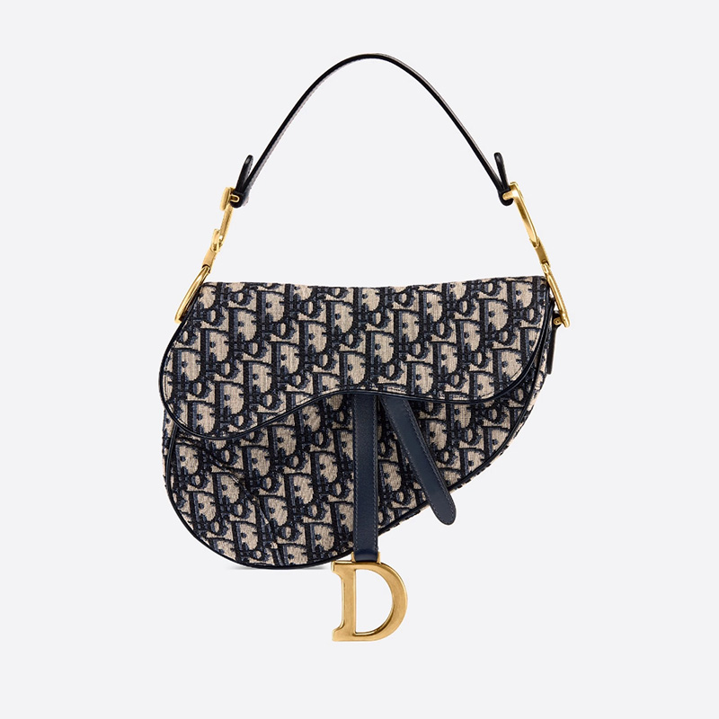 Dior Saddle Bag Oblique Motif Canvas Blue