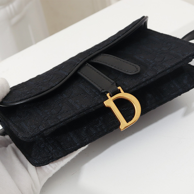 Dior Saddle Belt Pouch Oblique Motif Canvas Black