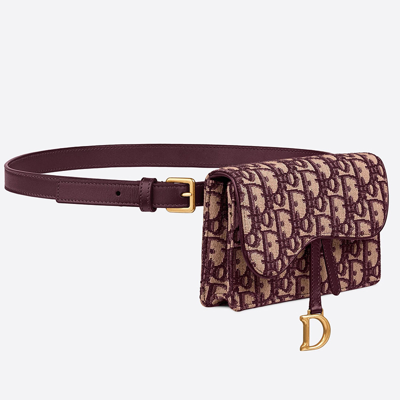 Dior Saddle Belt Pouch Oblique Motif Canvas Burgundy