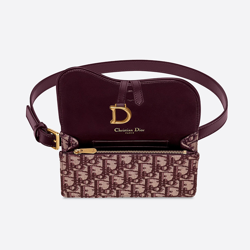 Dior Saddle Belt Pouch Oblique Motif Canvas Burgundy