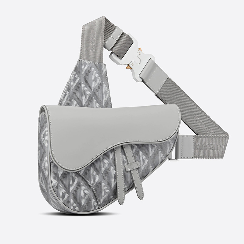 Dior Saddle Crossbody CD Diamond Motif Canvas Grey