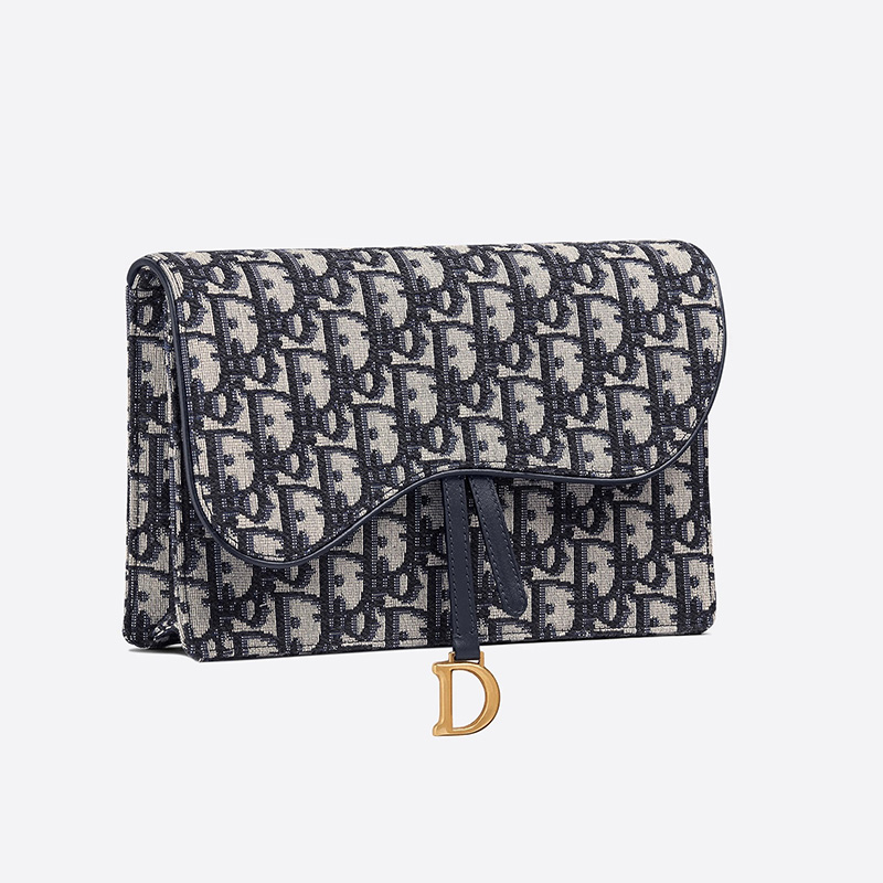 Dior Saddle Pouch Oblique Motif Canvas Blue